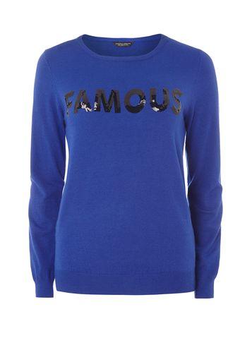 Dorothy Perkins Blue Famous Motif Jumper