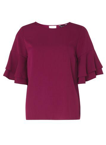 Dorothy Perkins Purple Double Ruffle Sleeve Top