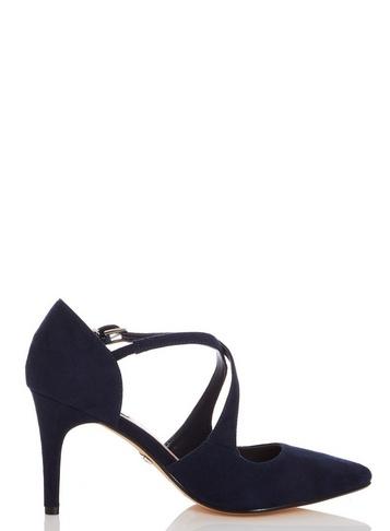 *quiz Navy Cross Strap Court Shoes