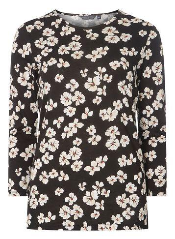 Dorothy Perkins *tall Black Floral Print Top