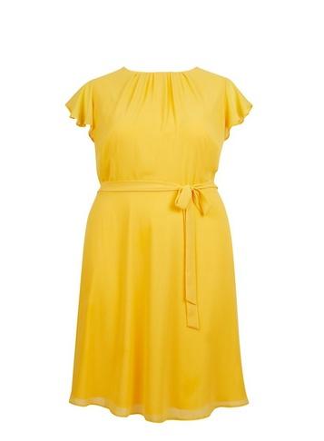 *billie & Blossom Curve Yellow Soft Belt Skater Dress