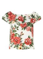 Dorothy Perkins Petite Ivory Rose Print Bardot Top