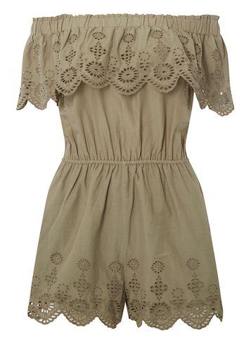 Dorothy Perkins *khaki Broderie Detail Playsuit