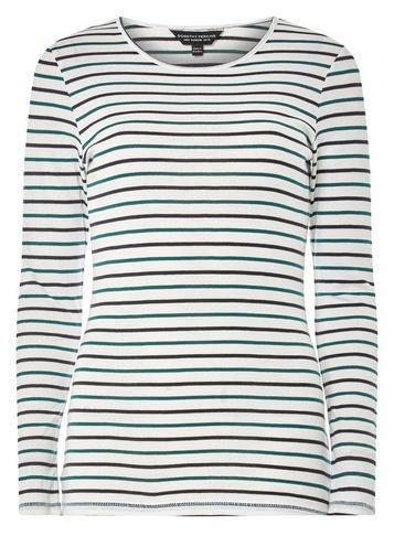 Dorothy Perkins Ivory Green Striped Crew Neck Top