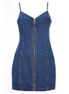 *quiz Mid Blue Denim Zip Pinafore Dress
