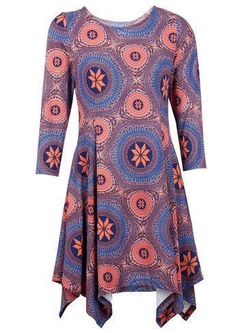 Dorothy Perkins *izabel London Blue Geometric Print Hanky Hem Dress