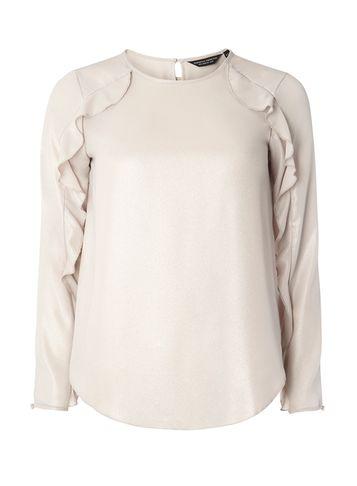 Dorothy Perkins Shimmer Ruffle Long Sleeve Blouse