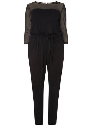 Dorothy Perkins Dp Curve Black Mesh Yoke Jumpsuit
