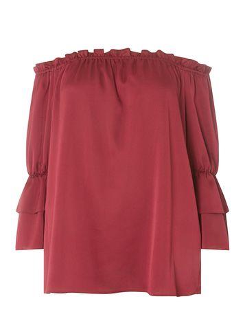 Dorothy Perkins Dp Curve Burgundy Ruffle Bardot Top