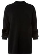 Dorothy Perkins Black Faux Fur Cuff Longline Jumper