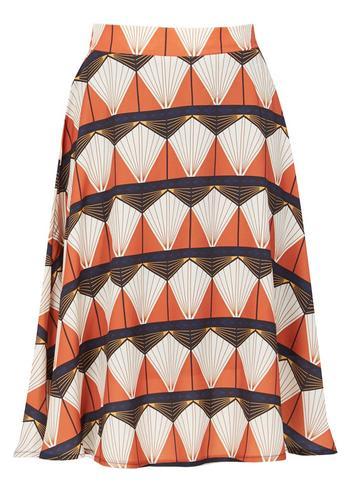 Dorothy Perkins *tenki Multi Colour Pattern Midi Skater Skirt