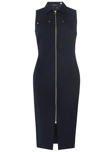 Dorothy Perkins Navy Crepe Zip Dress