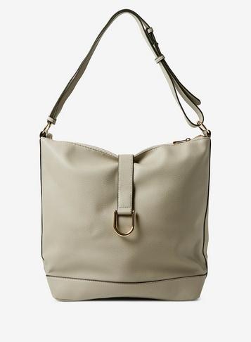 Dorothy Perkins Grey Metal D-ring Hobo Bag