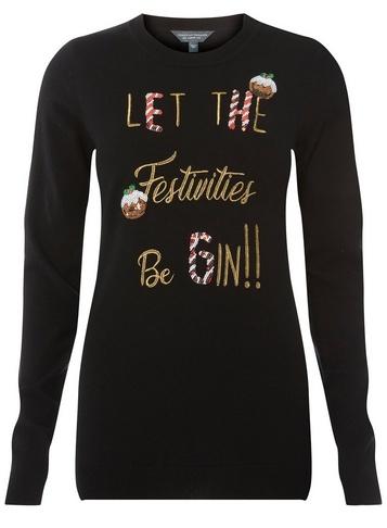Dorothy Perkins *tall Black 'festive Gin' Jumper