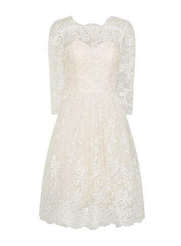 Dorothy Perkins *chi Chi London Cream Embroidered V-back Midi Dress
