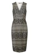 Dorothy Perkins Black And Nude Lace Wrap Bodycon Dress