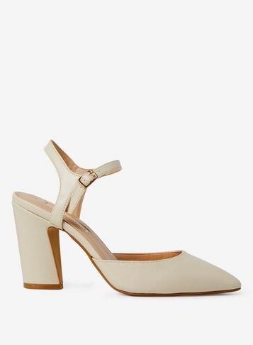 Dorothy Perkins White Bone Eva Flared Heel Court Shoes