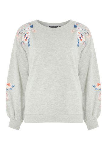 Dorothy Perkins Grey Embroidered Sweat Top