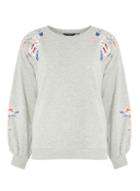 Dorothy Perkins Grey Embroidered Sweat Top