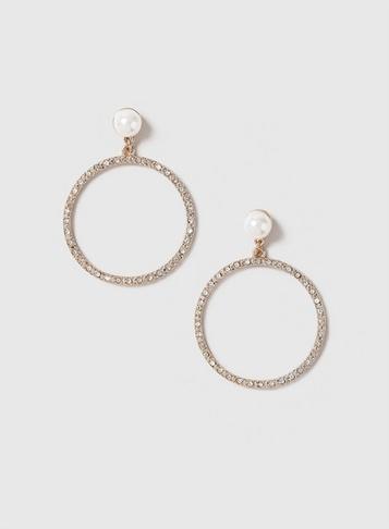 Dorothy Perkins Gold Hoop Diamante Drop Earrings