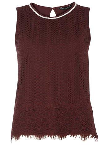 Dorothy Perkins Nutmeg Border Lace Bling Shell Top