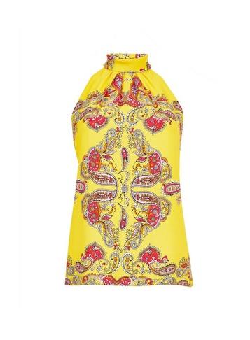 Dorothy Perkins Yellow Paisley Print Halter Neck Top