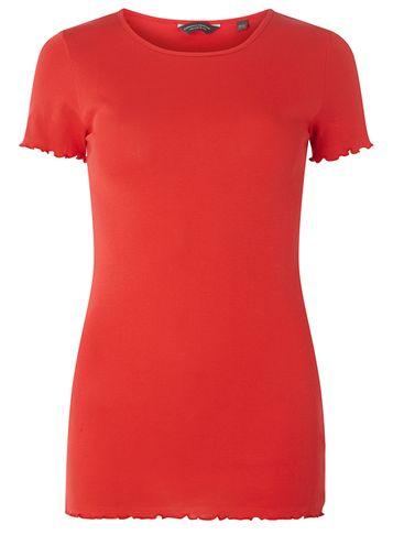 Dorothy Perkins *tall Red Plain Frill Edge T-shirt