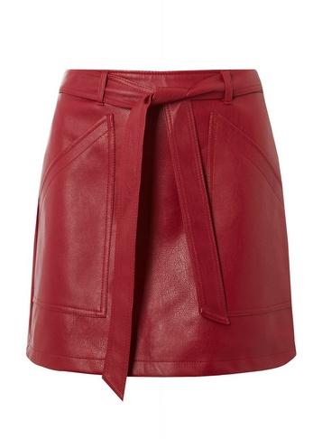 Dorothy Perkins *vero Moda Red Tie Nw Faux Leather Skirt