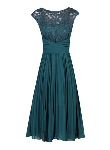 Dorothy Perkins *jolie Moi Petrol Blue Lace Fit And Flare Dress