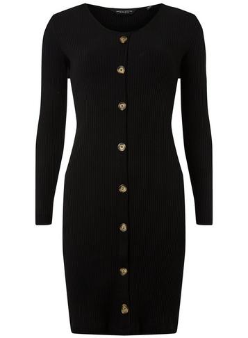 Dorothy Perkins Black Rib Horn Bodycon Dress
