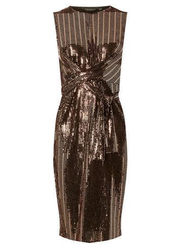 Dorothy Perkins Bronze Square Glitter Twist Detail Bodycon Dress