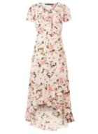 Dorothy Perkins Pink Asymmetric Ruffle And Frill Detail Maxi Dress