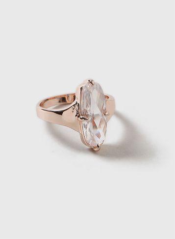 Dorothy Perkins Rose Gold Oval Cz Ring