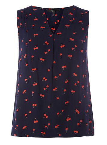 Dorothy Perkins *vero Moda Navy Cherry Print Blouse
