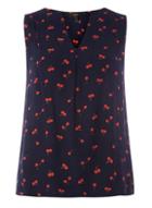 Dorothy Perkins *vero Moda Navy Cherry Print Blouse