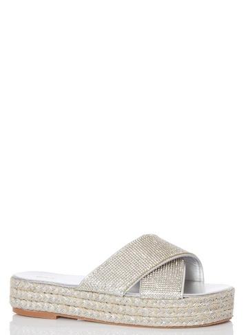 *quiz Silver Diamante Sandals