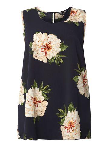 Dorothy Perkins Dp Curve Navy Large Floral Sleeveless Top