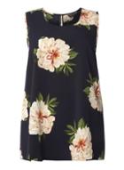 Dorothy Perkins Dp Curve Navy Large Floral Sleeveless Top
