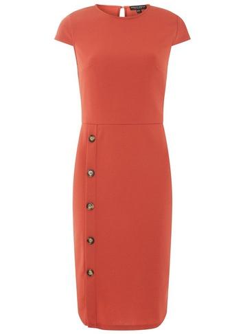 Dorothy Perkins Red Horn Button Pencil Dress