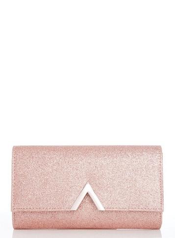 *quiz Rose Gold Glitter Trim Clutch Bag