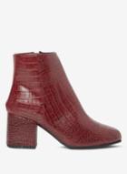 Dorothy Perkins Wide Fit Burgundy 'aubree' Croc Ankle Boots