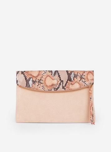 Dorothy Perkins Pink Snake Print Clutch Bag