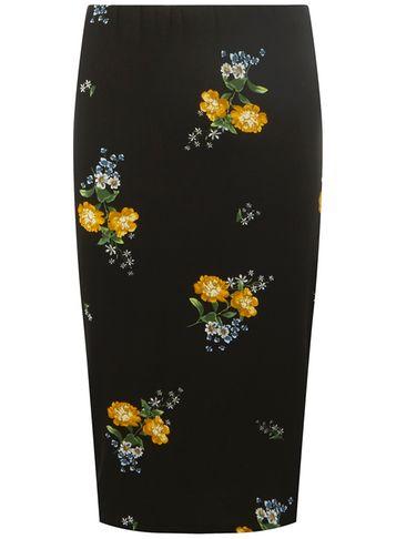 Dorothy Perkins *tall Black Floral Tube Skirt