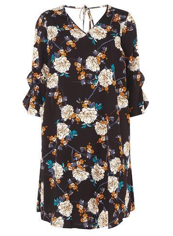 Dorothy Perkins *dp Curve Navy Foil V-neck Swing Dress