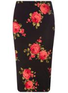 Dorothy Perkins Black Rose Velvet Tube Pencil Skirt