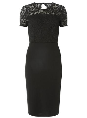 Dorothy Perkins Black Lace Top Pencil Dress