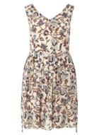 Dorothy Perkins *tenki Beige Floral Skater Dress