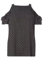 Dorothy Perkins Black Polka Dot Cold Shoulder Top