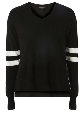 Dorothy Perkins Black V-neck Stripe Jumper