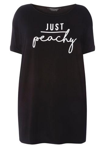 Dorothy Perkins Dp Curve Black 'just Peachy' Motif T-shirt